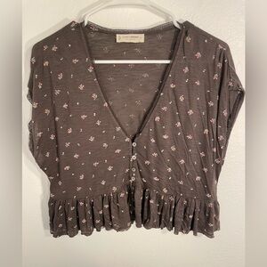 Lucky Brand Brown Floral crop top